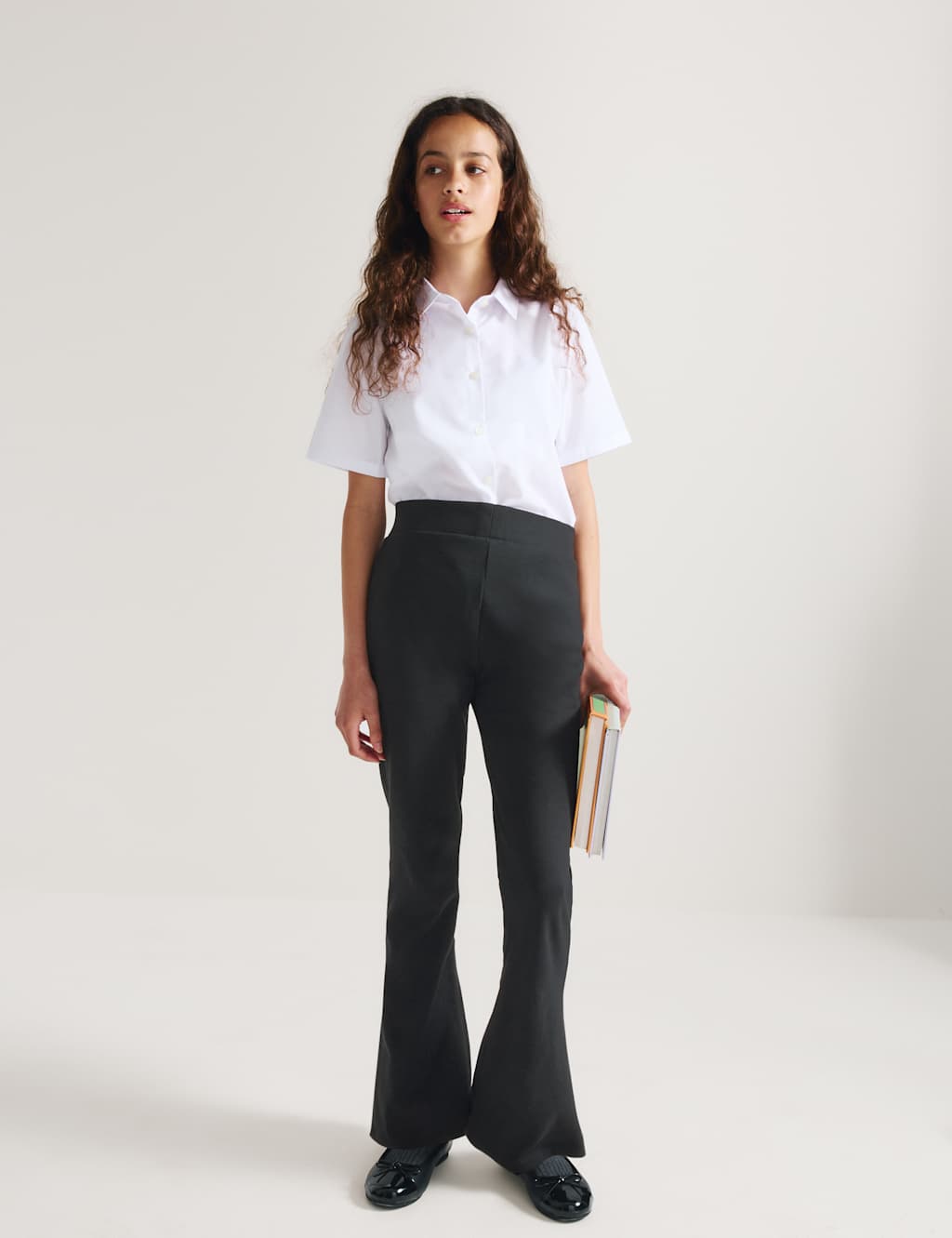M&S Girls Senior Knitted Kickflare Trousers (9-18 Yrs) - 16-17 Years - Black