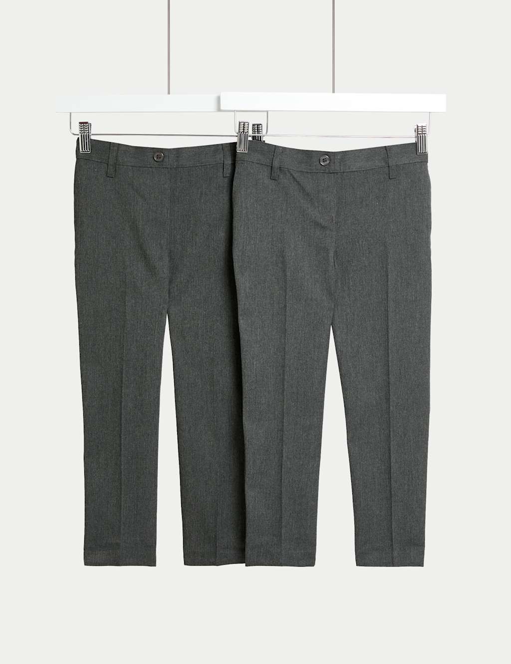 M&S Collection Girls 2 Pack Plus Fit Regular Leg Trousers (2-18 Yrs) - 16-17 - Grey, Black,Grey