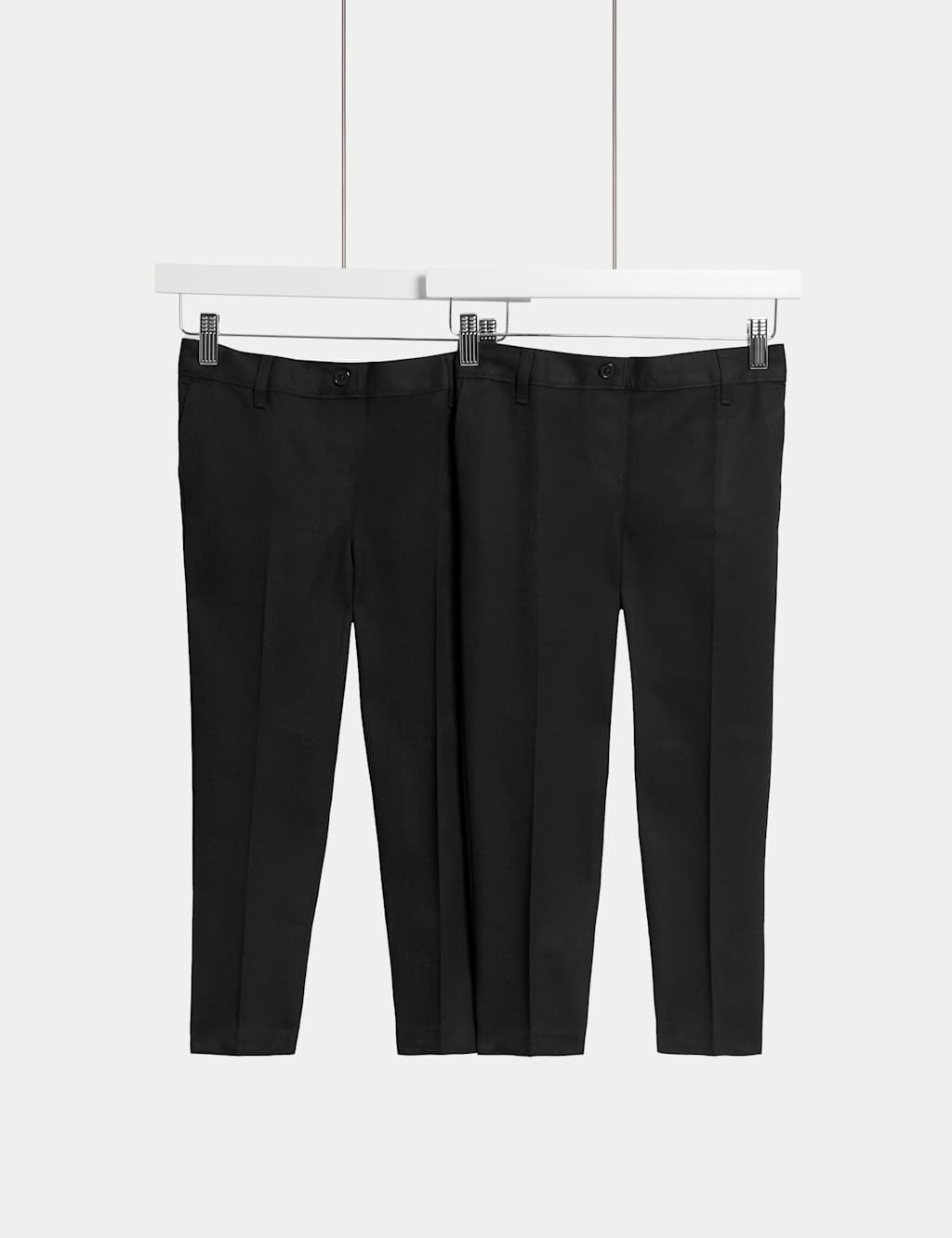 M&S Collection Girls 2 Pack Girls Plus Fit Regular Leg Trousers (2-18 Yrs) - 14-15 - Black, Black