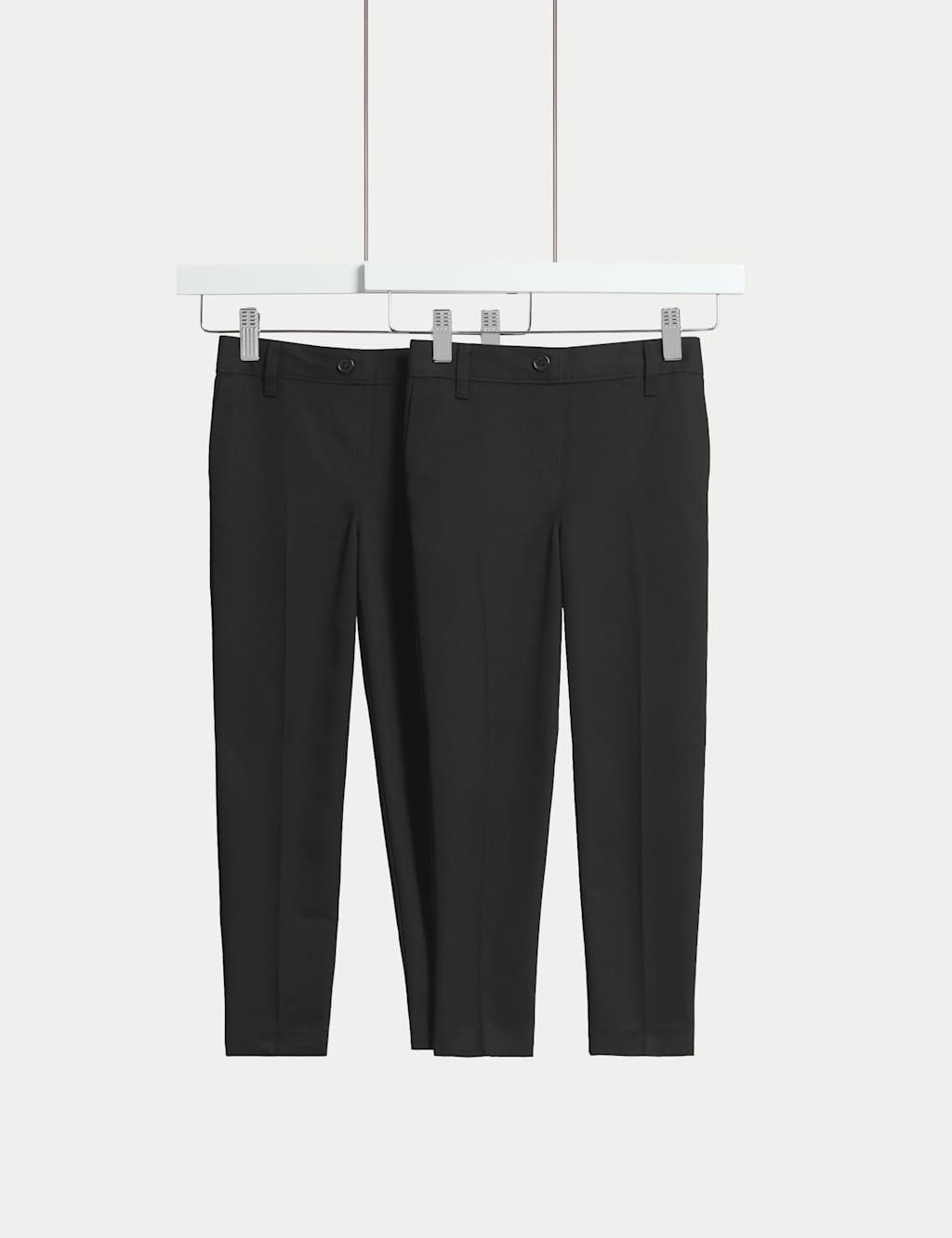 M&S Collection Girls 2 Pack Regular Leg Slim Waist School Trousers - 13-14 - Black, Black,Grey