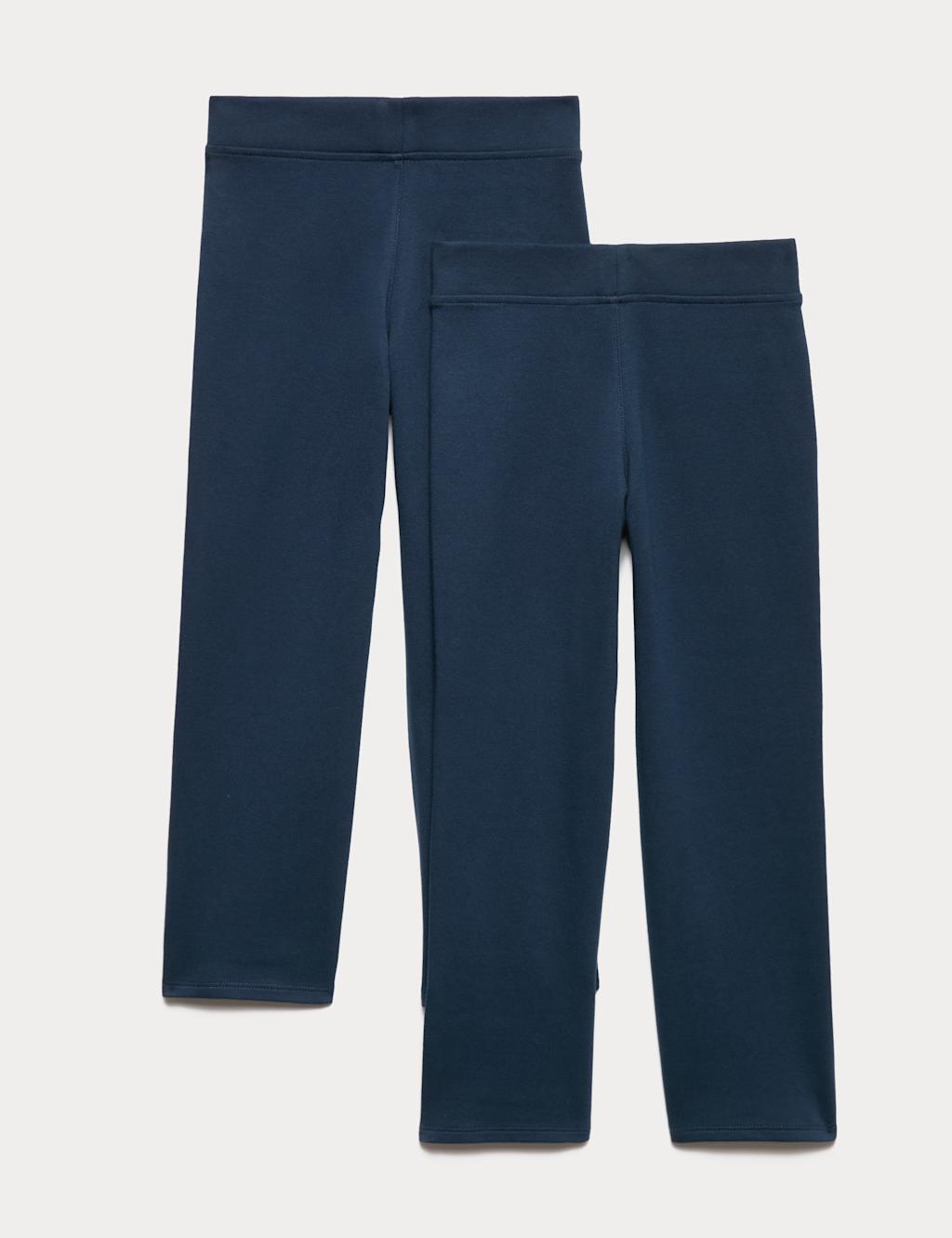 M&S Girls 2 Pack Cotton Blend Knitted Trousers (2-18 Yrs) - 5-6 Years - Navy