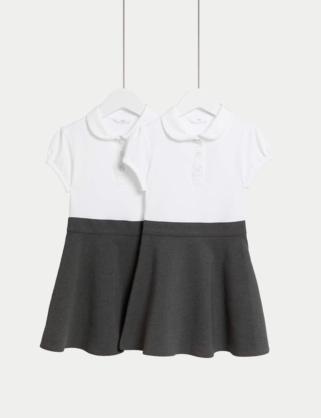 M&S 2 Pack Girls' 2 in 1 School Pinafores (2-12 Yrs) Grey
