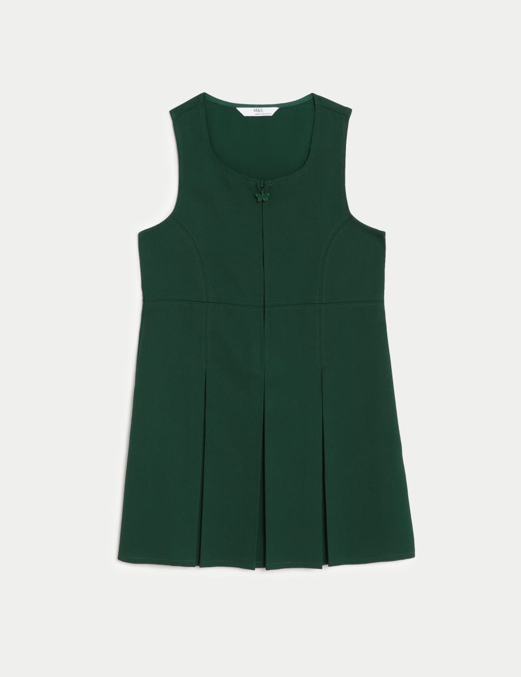 M&S Girls Pleated School Pinafore (2-12 Yrs) - 11-12 Years - Bottle Green