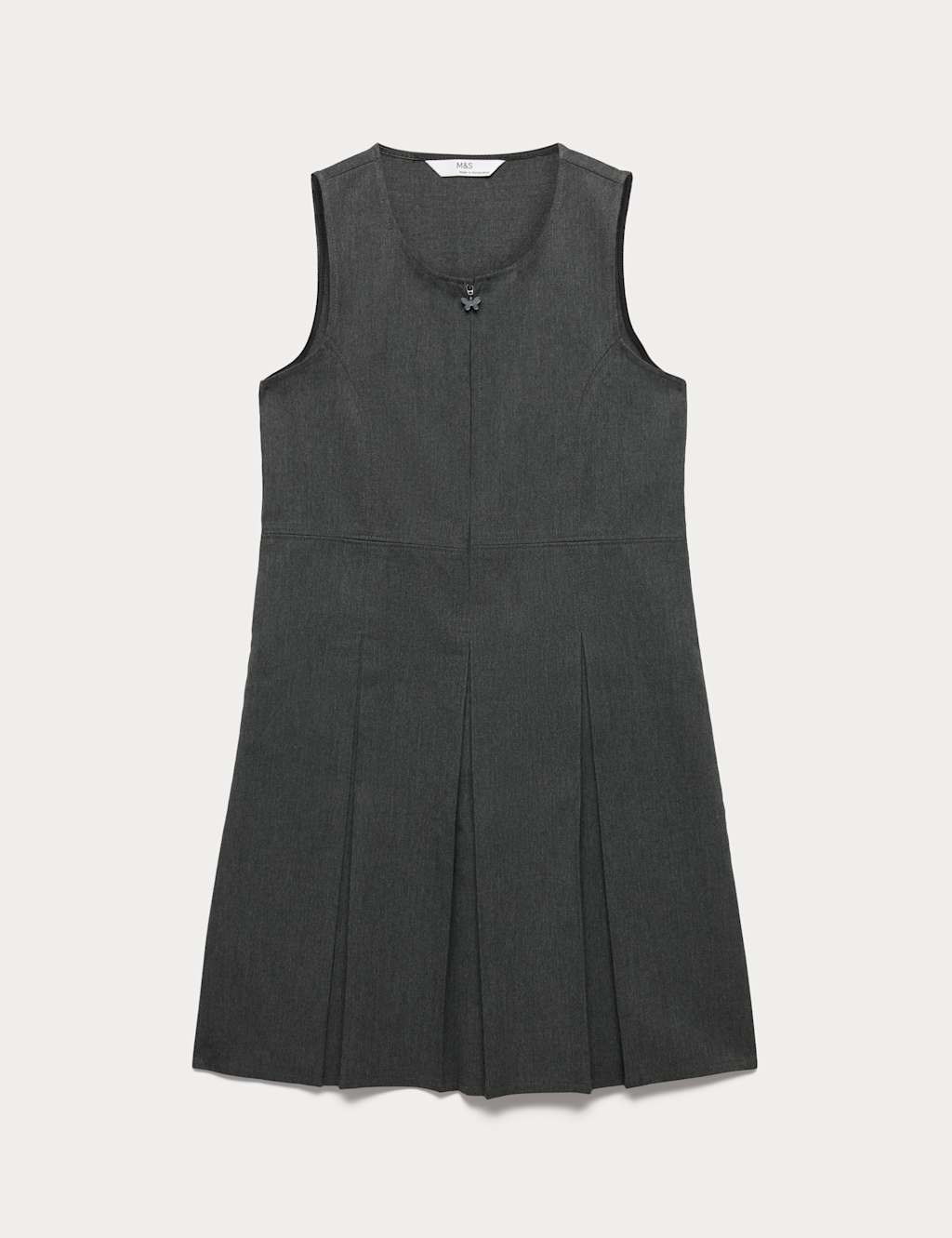 M&S Girls Longer Length Pleated School Pinafore (2-12 Yrs) - 11-12 Years/Long - Grey
