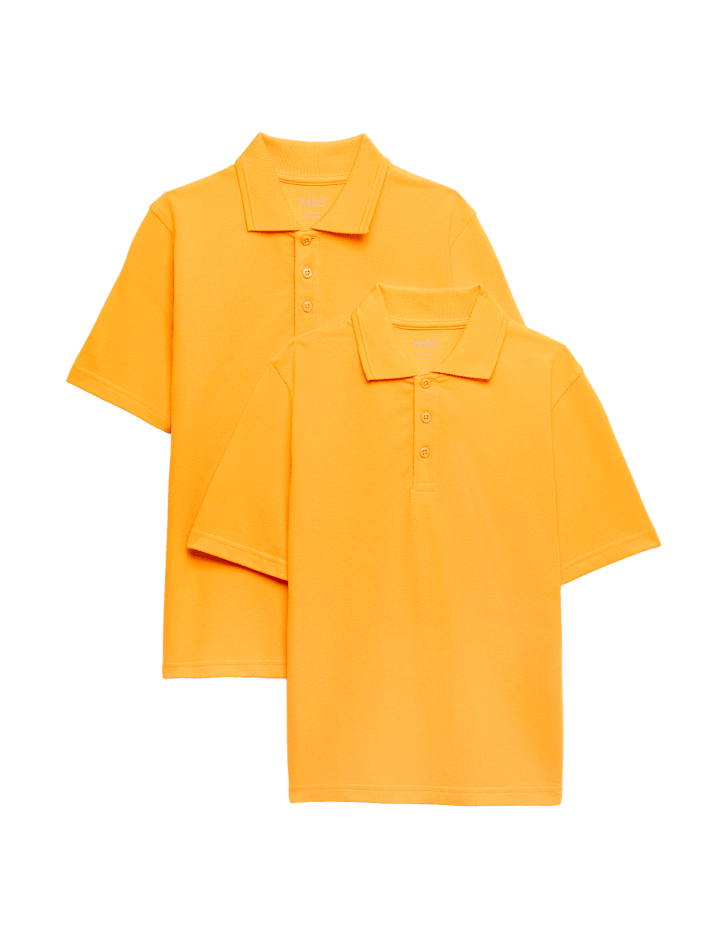 M&S Boys 2 Pack Stain Resist School Polo Shirts (2-18 Yrs) - 11-12 Years - Gold