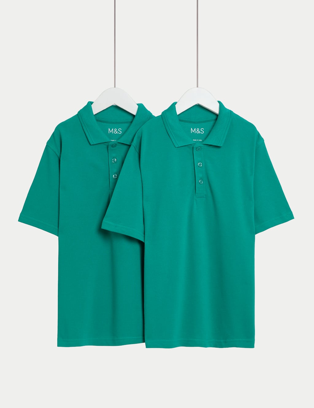 M&S 2 Pack Unisex Stain Resist School Polo Shirts (2-18 Yrs) Jade
