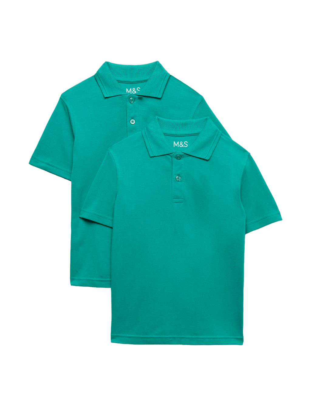 M&S Boys 2 Pack Stain Resist School Polo Shirts (2-18 Yrs) - 5-6 Years - Jade