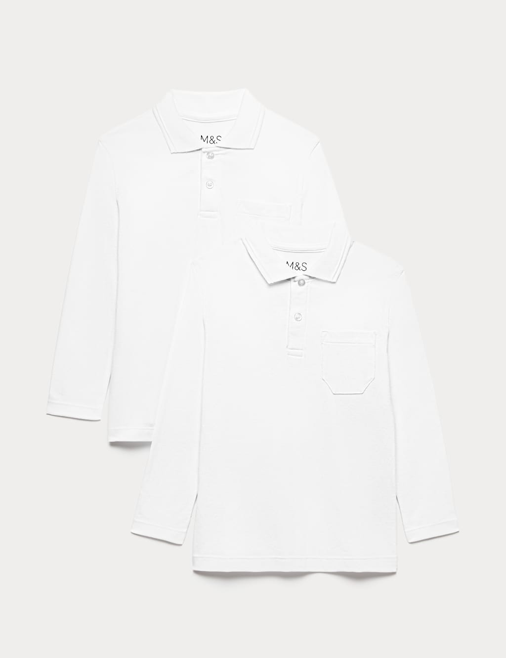 M&S Boys Pure Cotton Easy Dressing StayNew Polo Shirts (3-18 Yrs) - 9-10 Years - White