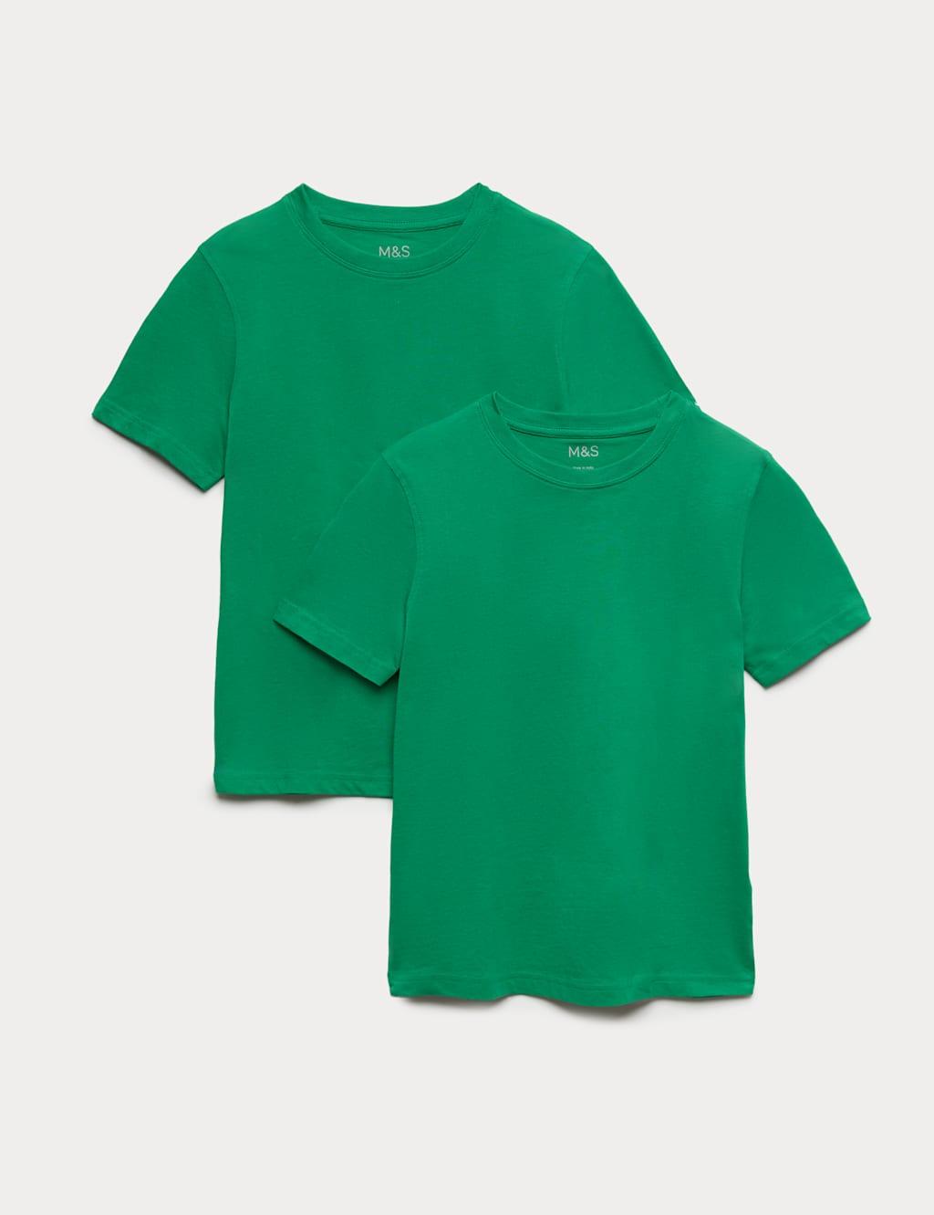M&S Boys 2 Pack Pure Cotton School T-Shirts (2-16 Yrs) - 13-14 Years - Emerald