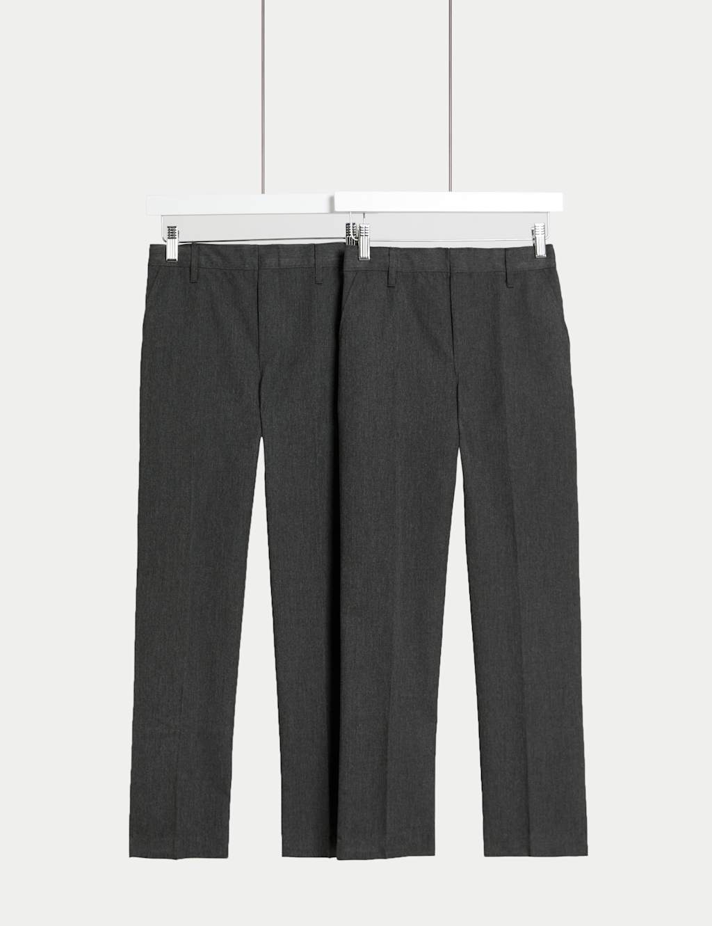 M&S Collection Boys 2 Pack Easy Dressing School Trousers (3-18 Yrs) - 4-5 Y - Grey, Grey,Black