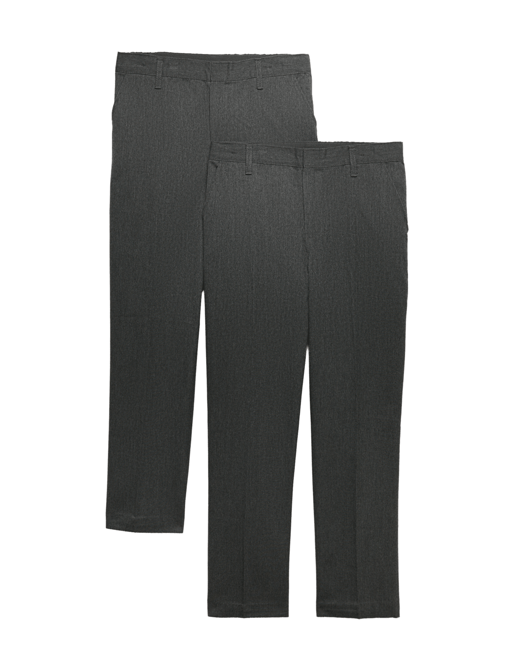 M&S Boys 2 Pack Easy Dressing School Trousers (3-18 Yrs) - 3-4 Years - Grey