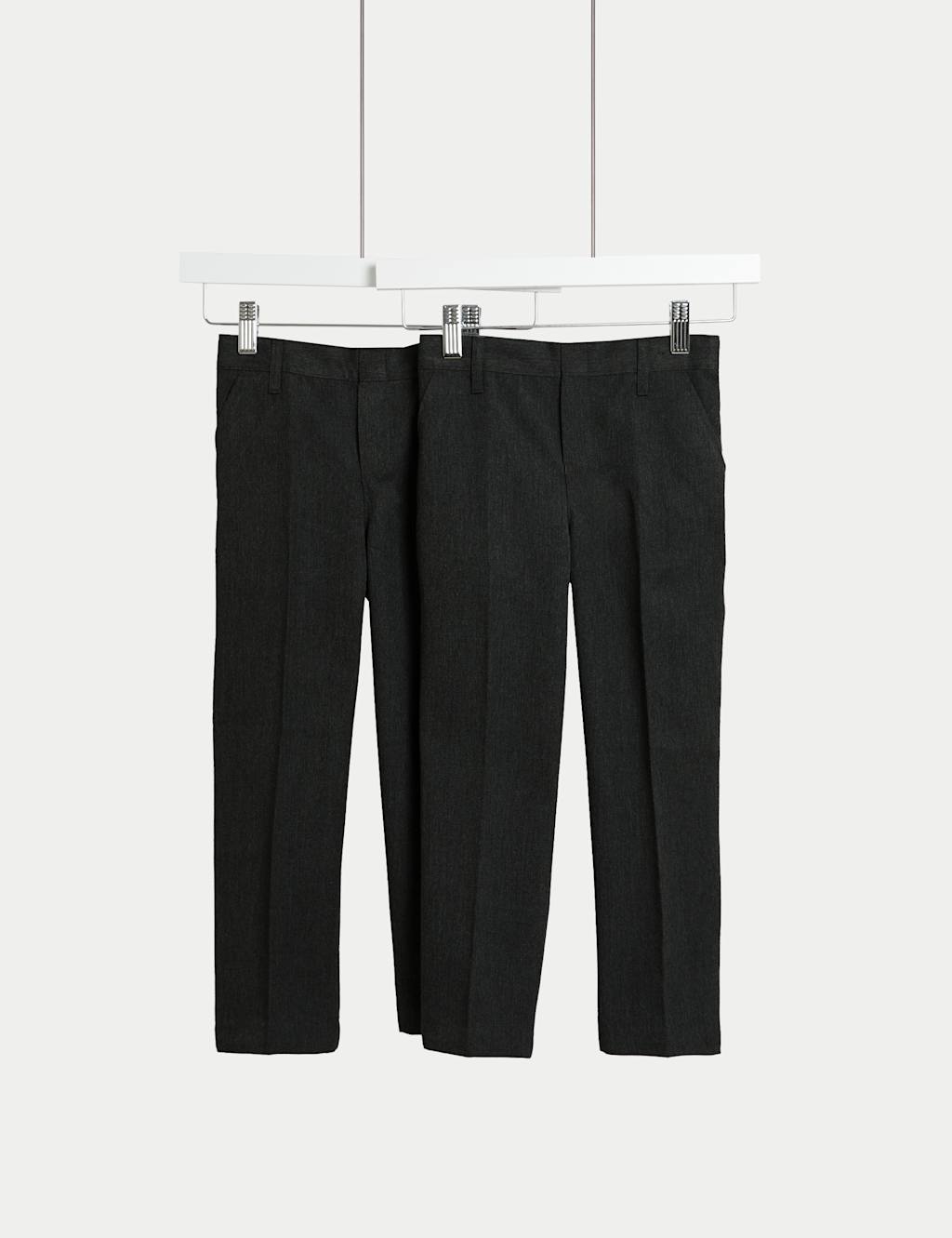 M&S Collection 2 Pack Boys Easy Dressing School Trousers (3-18 Yrs) - 4-5 Y - Black, Black