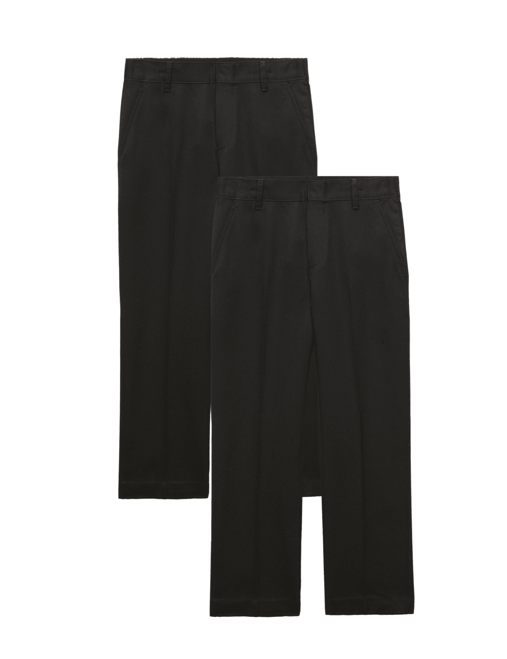 M&S Boys 2 Pack Easy Dressing School Trousers (3-18 Yrs) - 3-4 Years - Black