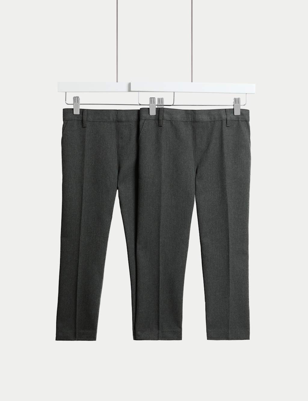 M&S Collection Boys 2 Pack Regular Leg Plus Fit School Trousers - 5-6 Y - Grey, Black,Grey