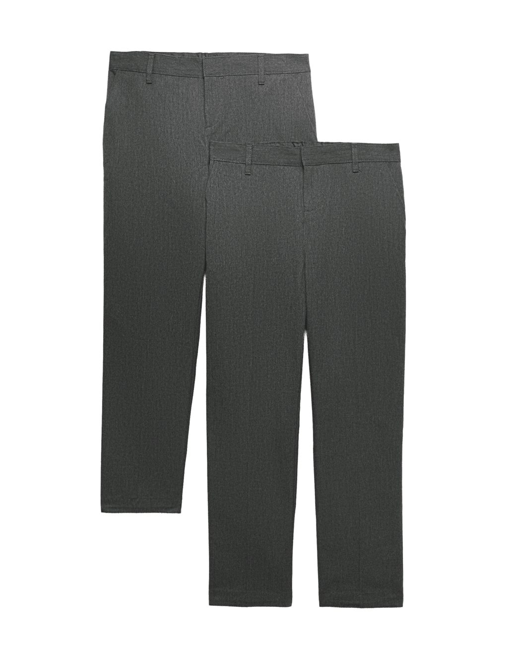 M&S Boys 2 Pack Plus Fit Regular Leg School Trousers - 13-14 Years - Grey