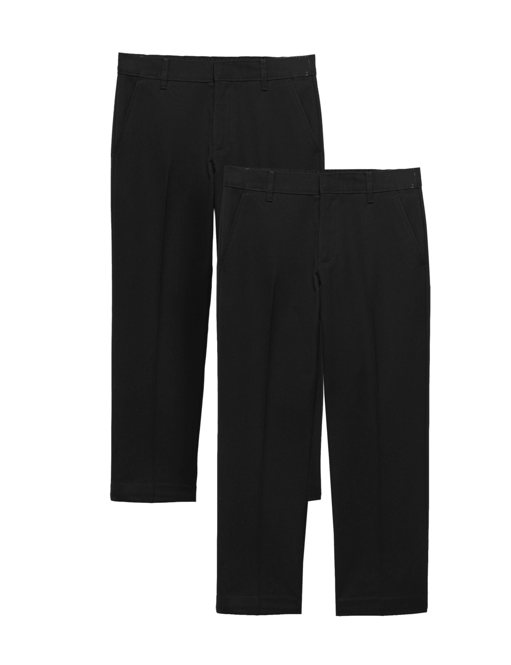 M&S Boys 2 Pack Plus Fit Regular Leg School Trousers - 10-11 Years - Black