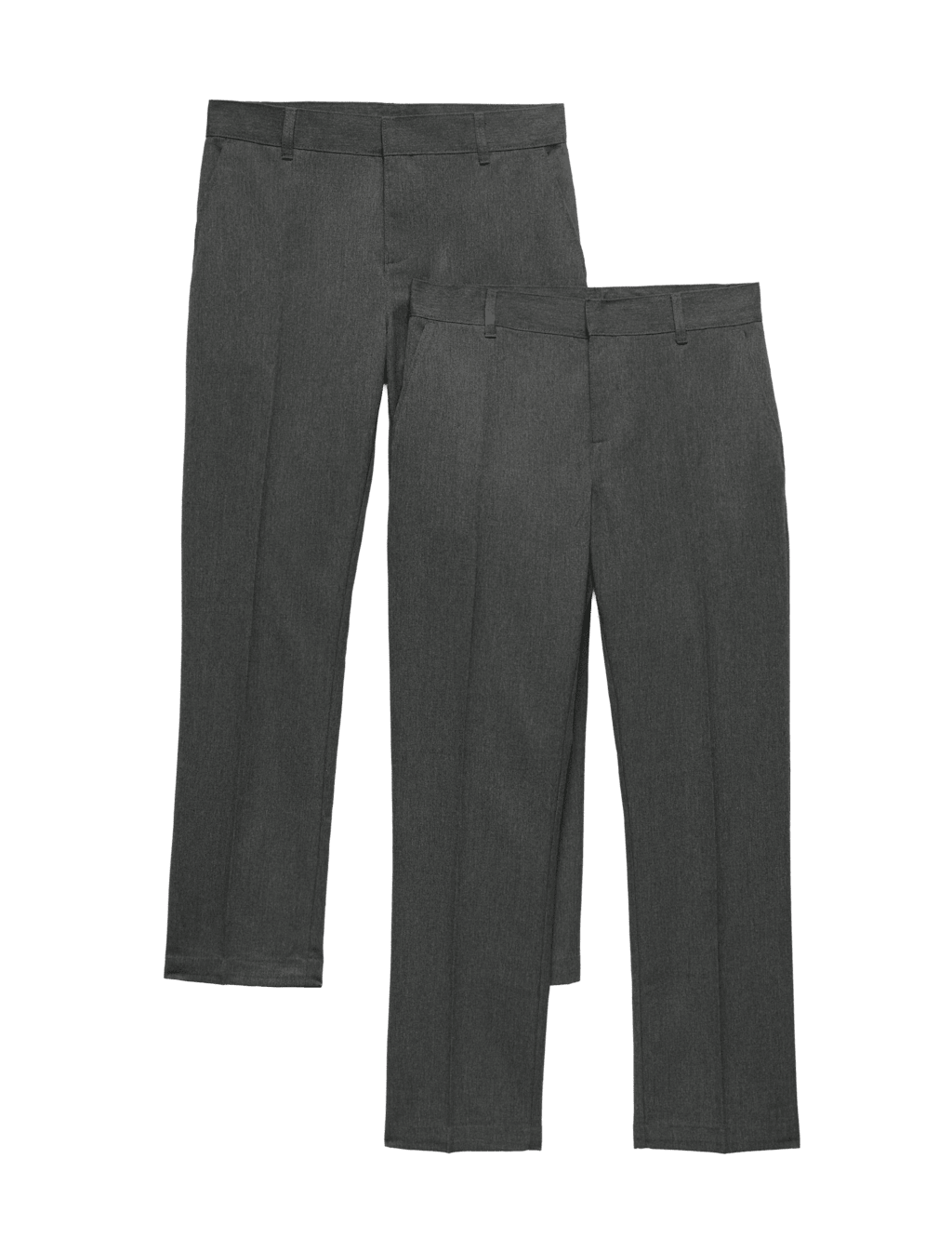 M&S Boys 2 Pack Regular Leg School Trousers (2-18 Yrs) - 2-3 Years - Grey