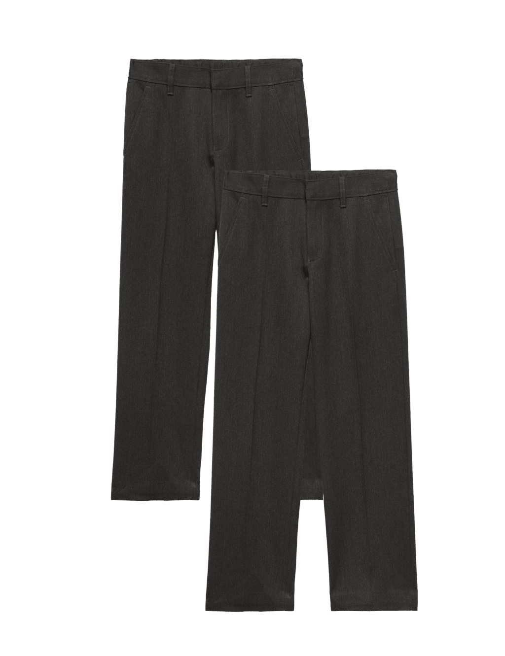 M&S Boys 2 Pack Regular Leg School Trousers (2-18 Yrs) - 2-3 Years - Charcoal