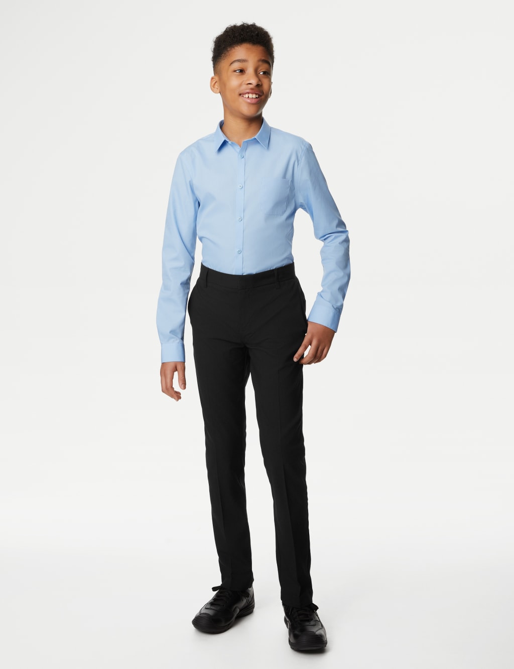 M&S Collection Boys Skinny Leg Longer Length School Trousers (2-18 Yrs) - 5-6 YLNG - Black, Black
