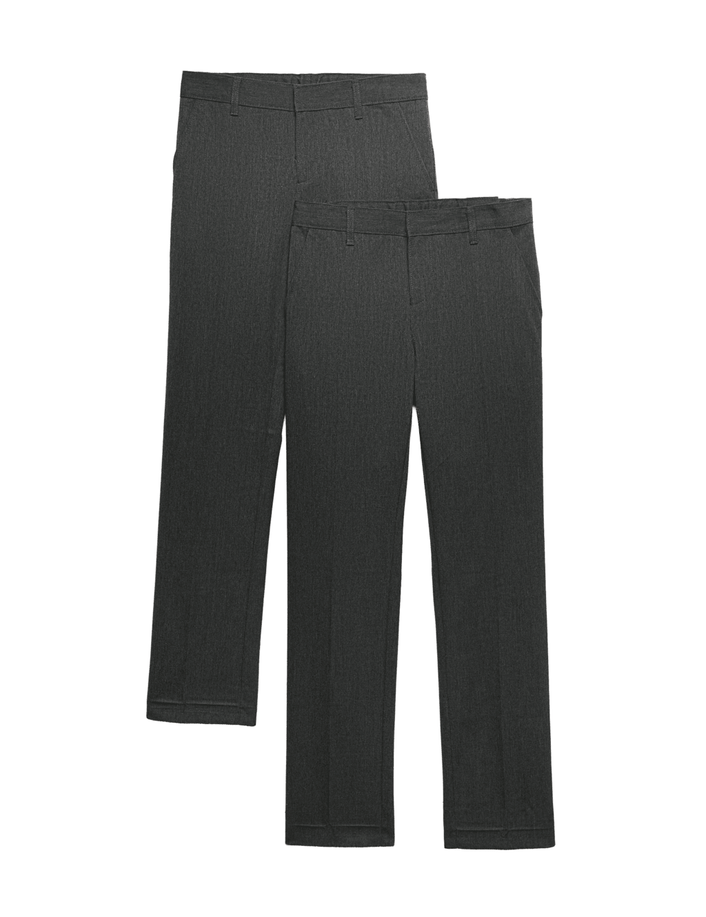 M&S Boys 2 Pack Slim Leg Longer Length School Trousers (2-18 Yrs) - 2-3 Years - Grey
