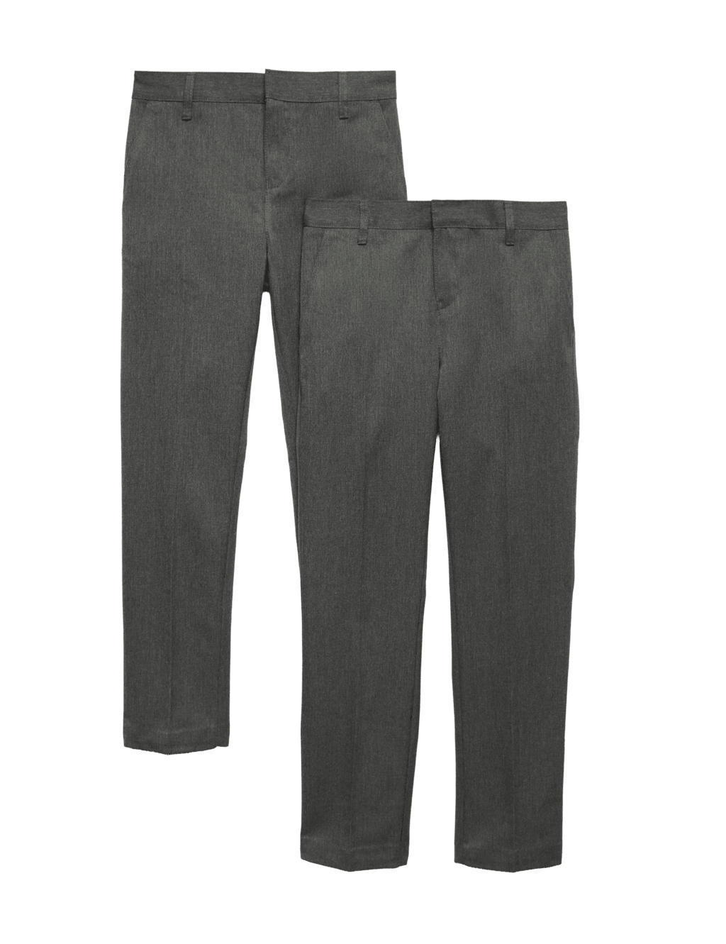 M&S Boys 2 Pack Slim Fit Slim Leg School Trousers - 7-8 Years - Grey
