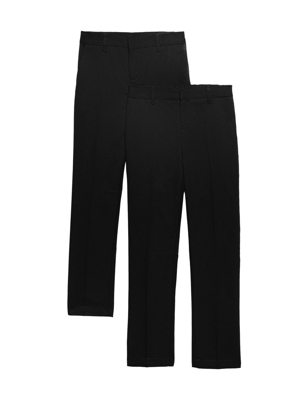 M&S Boys 2 Pack Slim Fit Slim Leg School Trousers - 9-10 Years - Black