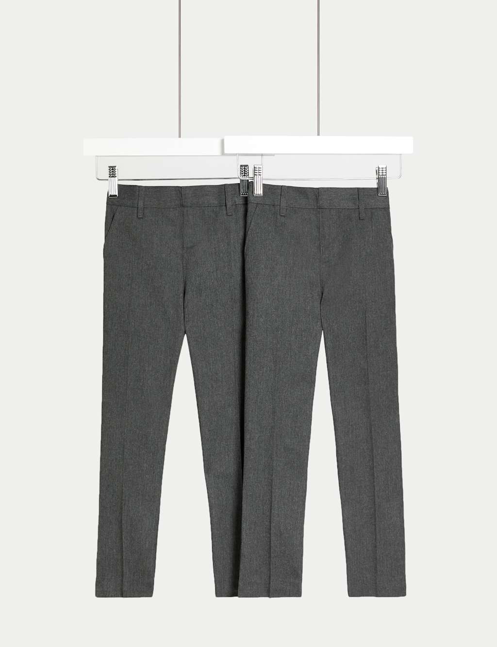M&S Collection 2 Pack Boys Slim Leg School Trousers (2-18 Yrs) - 6-7 Y - Grey, Black,Grey,Navy
