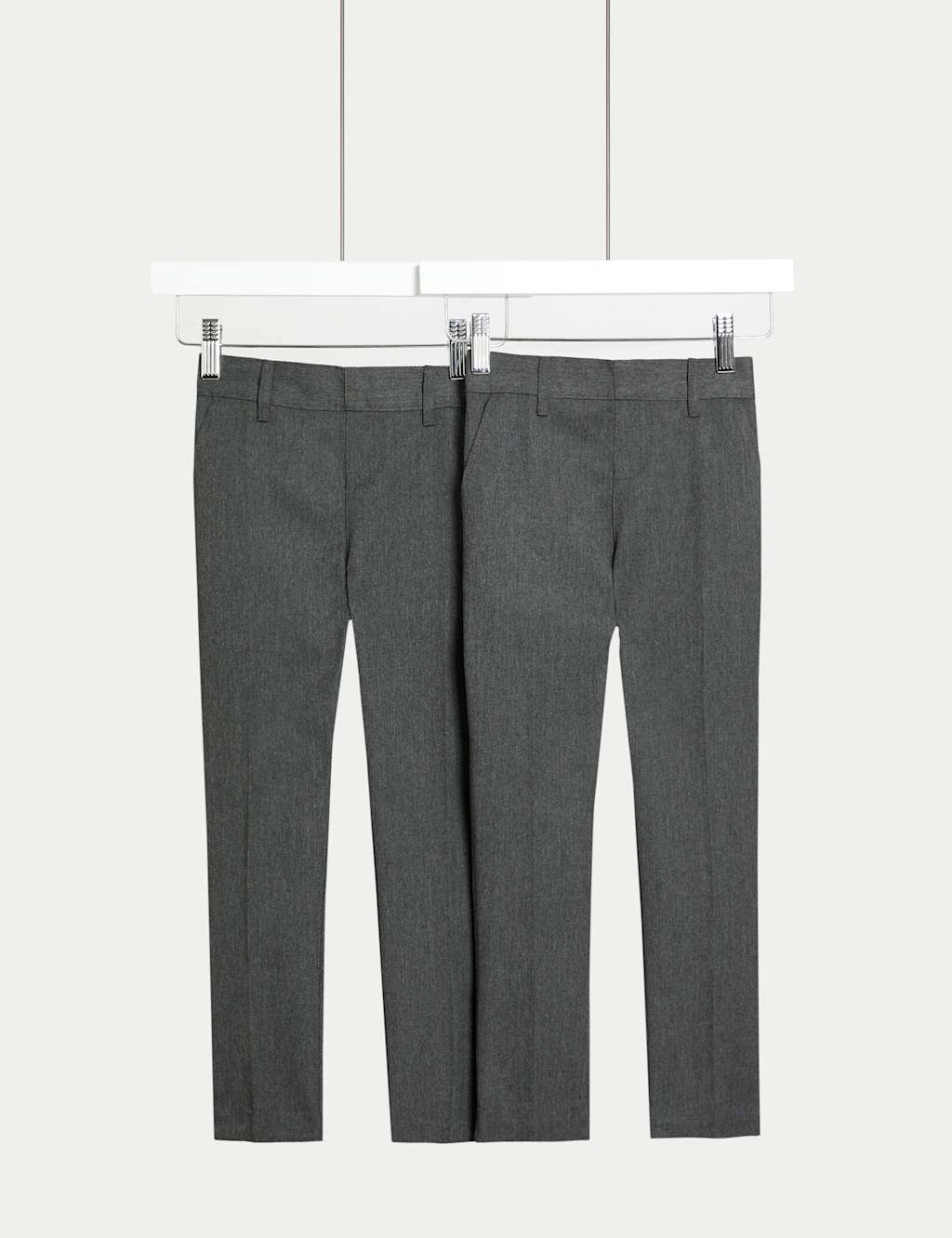 M&S Collection Boys 2 Pack Skinny Leg School Trousers (2-18 Yrs) - 5-6 Y - Grey, Grey,Charcoal,Black