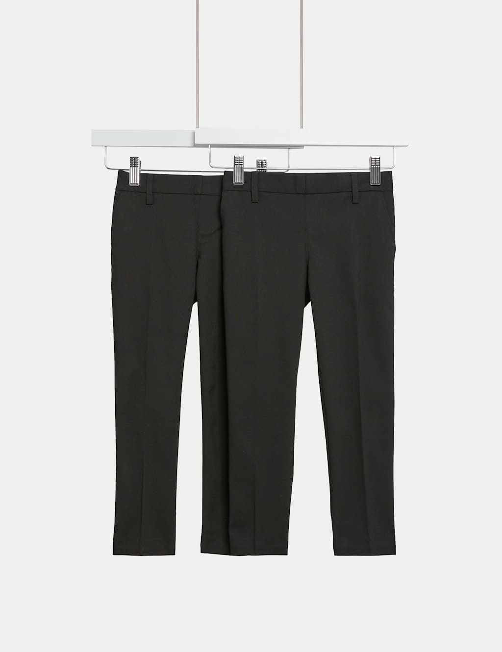 M&S Collection 2 Pack Boys Slim Leg Stretch School Trousers (2-18 Yrs) - 4-5 Y - Black, Black