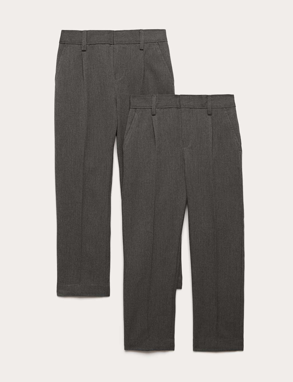 M&S Boys 2 Pack Pleat Front Trousers (2-18 Yrs) - 2-3 Years - Grey