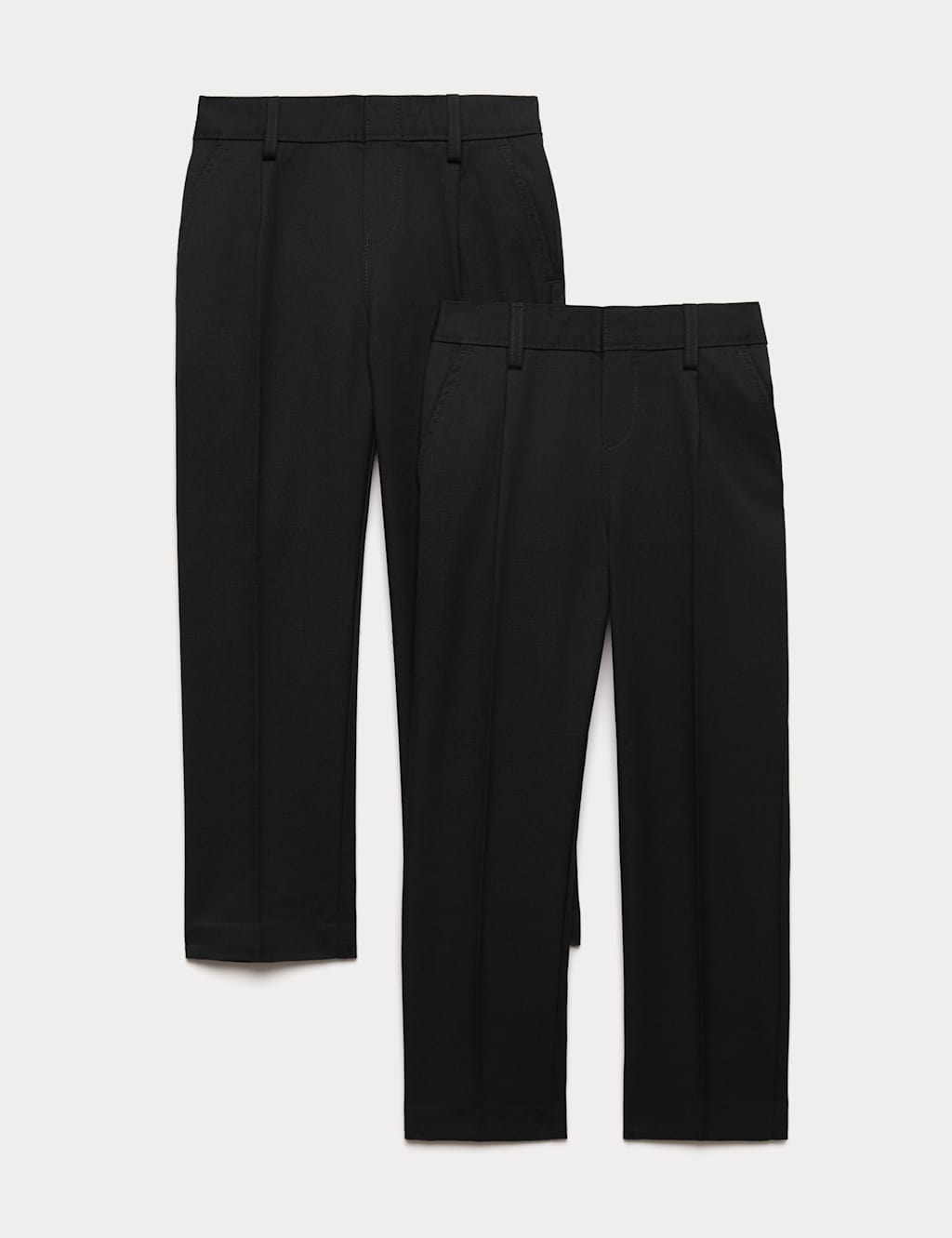 M&S Boys 2 Pack Pleat Front Trousers (2-18 Yrs) - 2-3 Years - Black