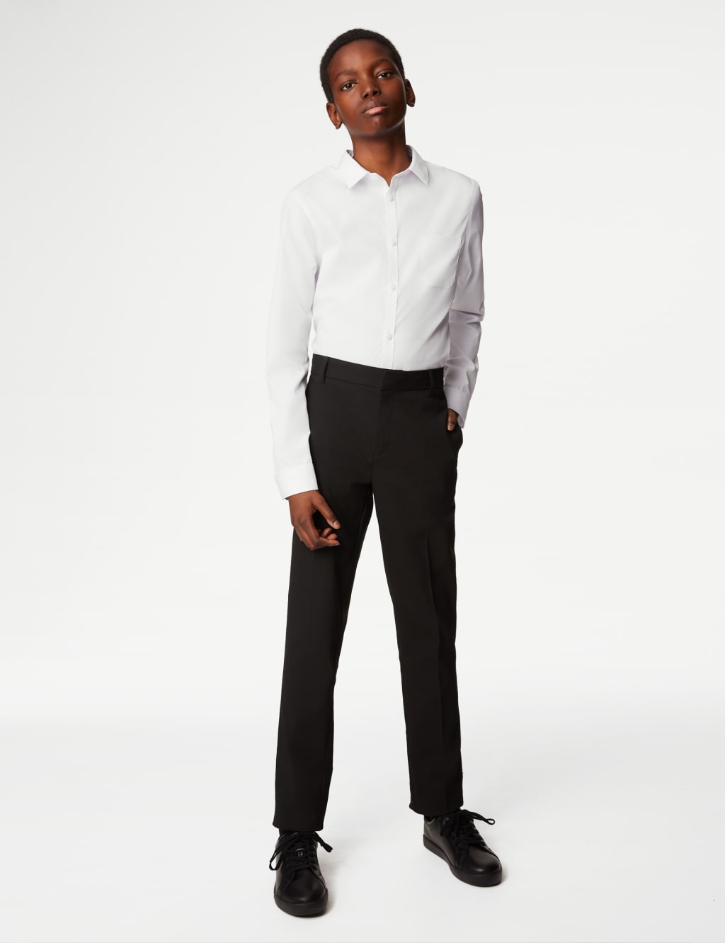 M&S 2 Pack Boys' Super Skinny Leg School Trousers (2-18 Yrs) Black