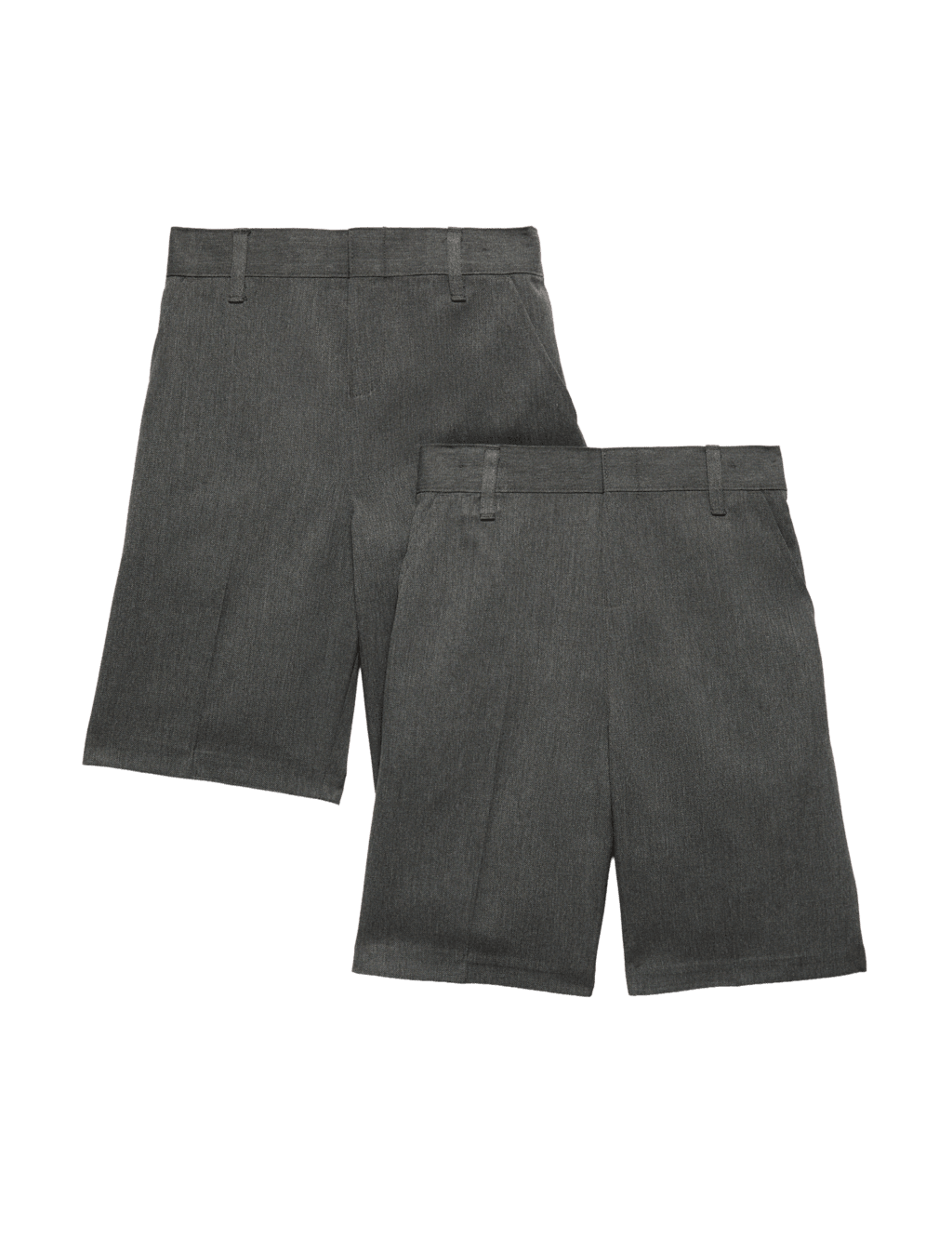 M&S Boys 2 Pack Easy Dressing School Shorts (3-15 Yrs) - 3-4 Years - Grey