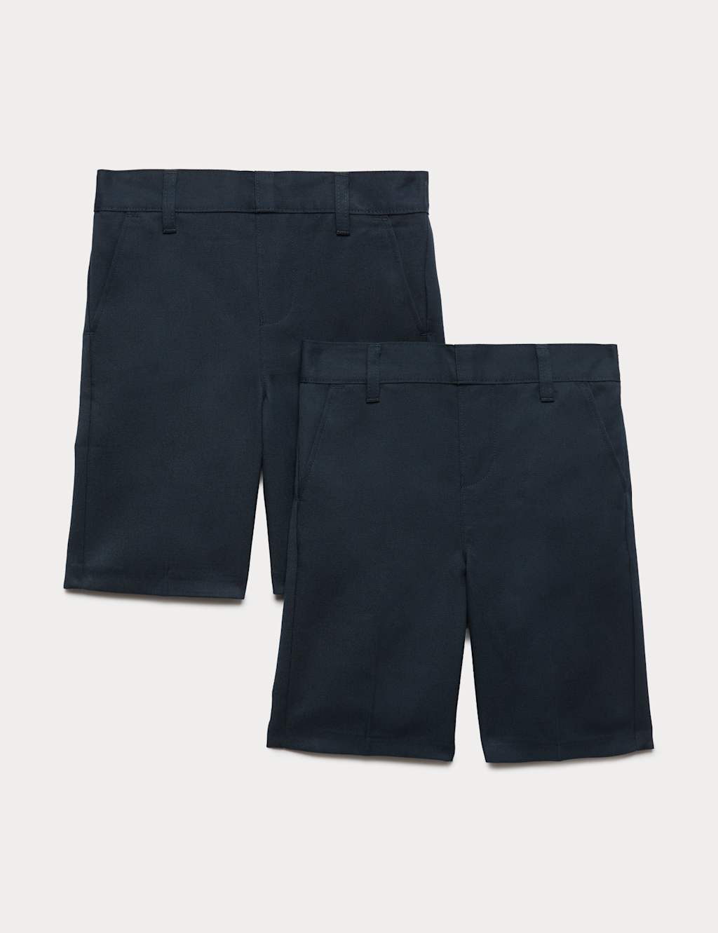 M&S Boys 2 Pack Slim Leg School Shorts (2-14 Yrs) - 5-6 Years - Navy