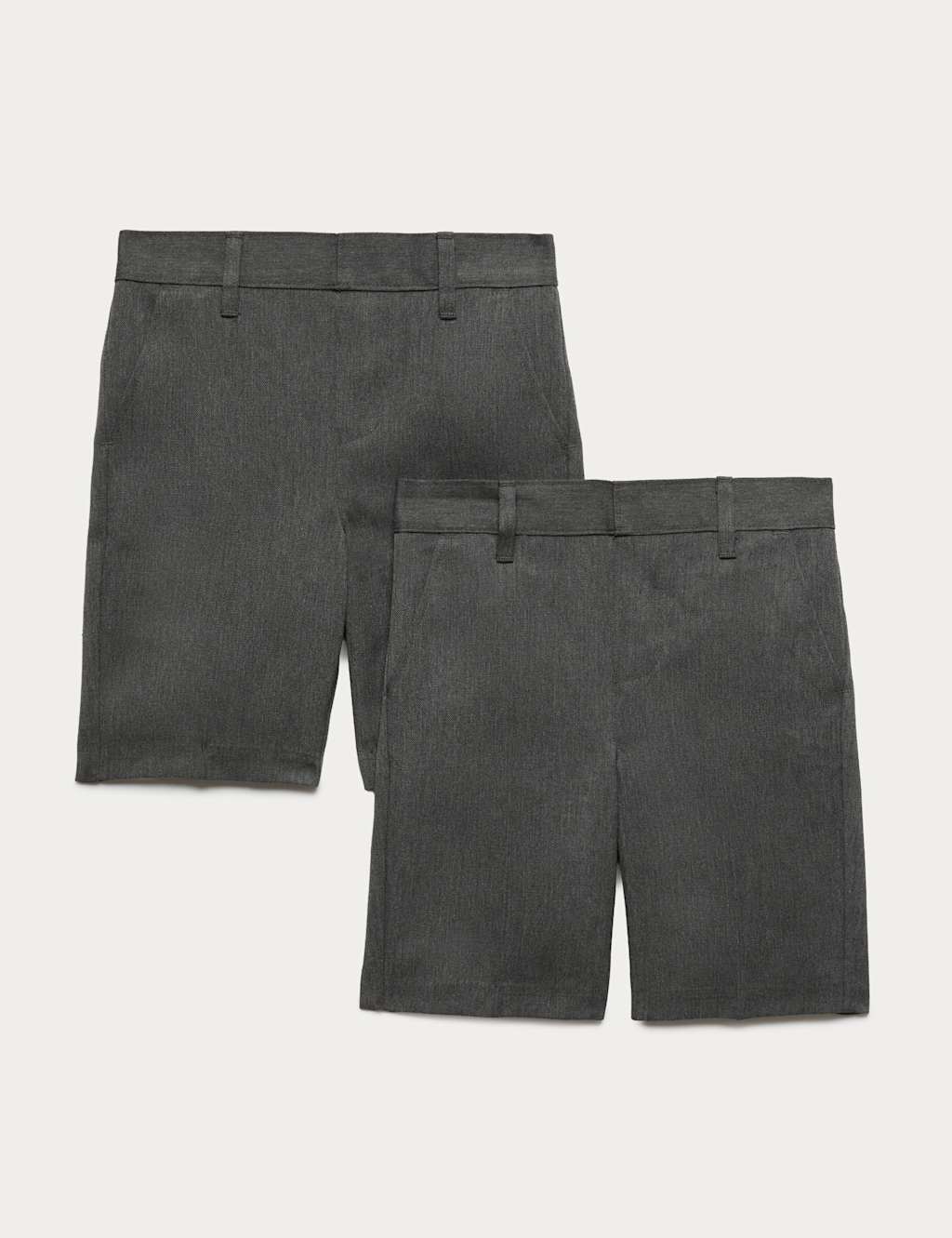 M&S Boys 2 Pack Slim Leg School Shorts (2-14 Yrs) - 8-9 Years - Grey