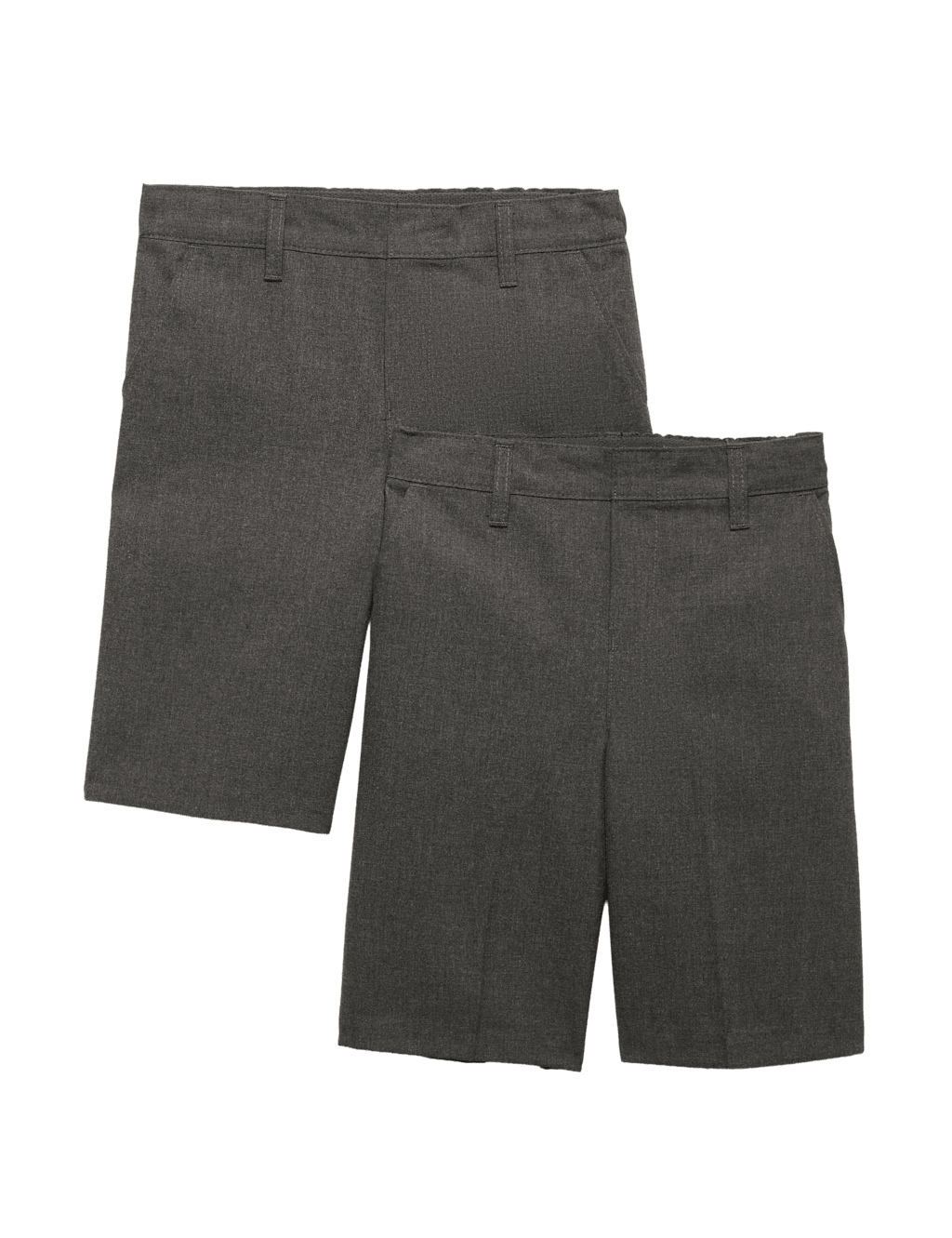 M&S Boys 2 Pack Easy Dressing School Shorts (3-15 Yrs) - 3-4 Years - Grey