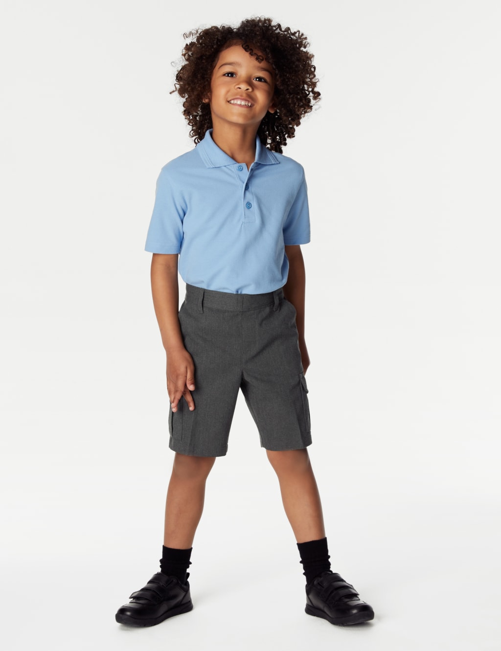 M&S Collection 2 Pack Boys Cargo School Shorts (2-14 Yrs) - 11-12 - Grey, Grey