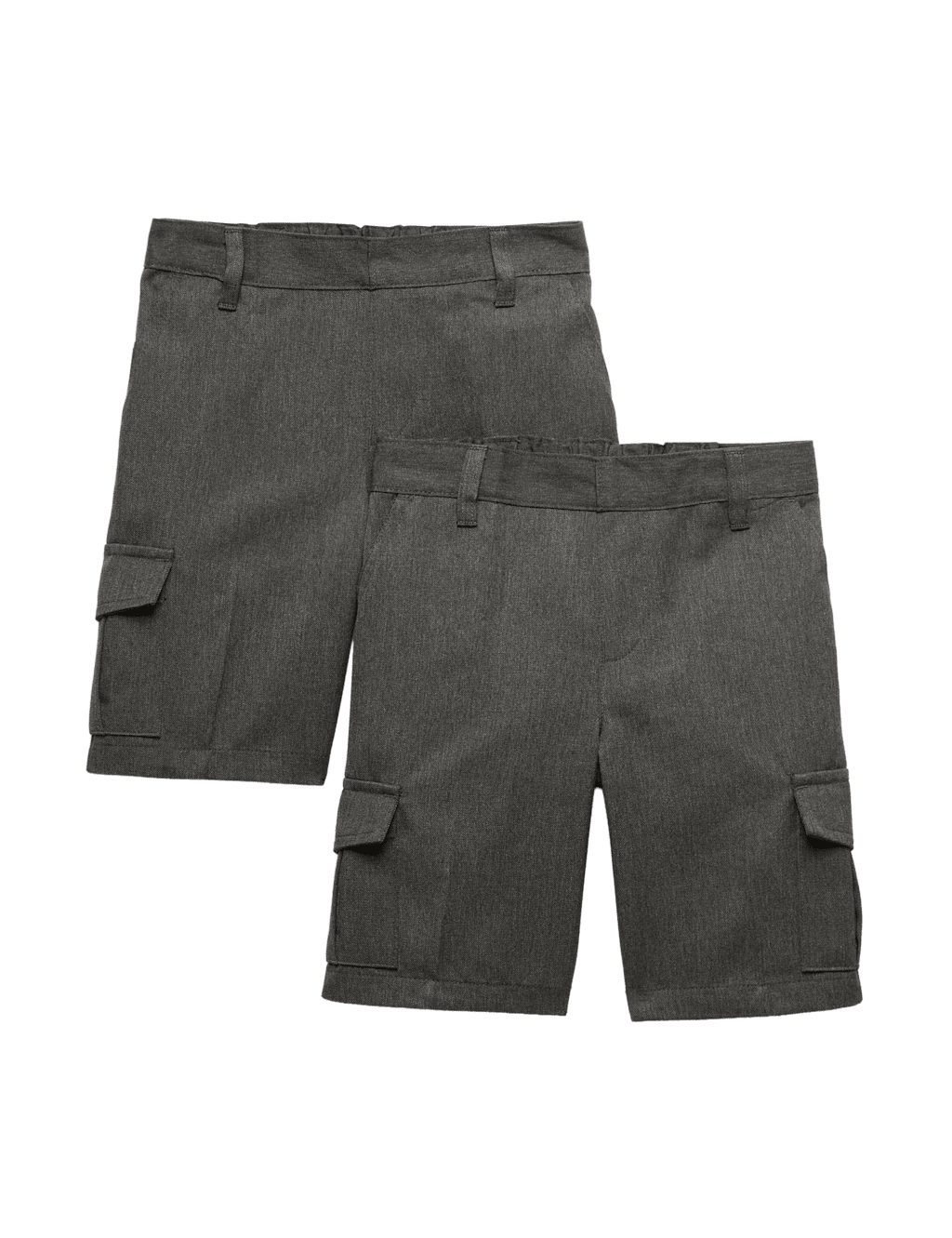 M&S Boys 2 Pack Cargo School Shorts (2-14 Yrs) - 11-12 Years - Grey