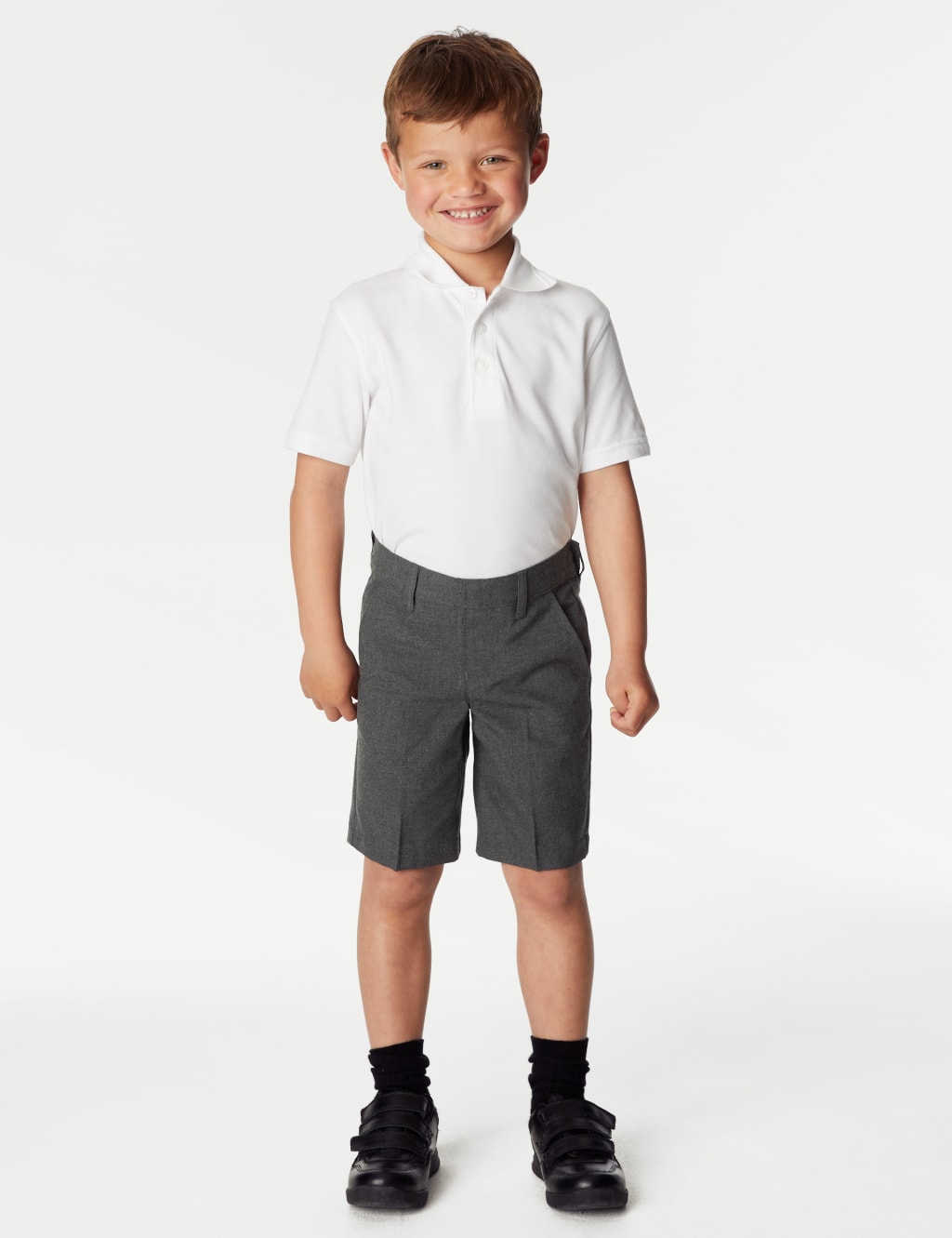M&S Collection 2 Pack Boys Regular Leg Plus Waist School Shorts (4-14 Yrs) - 8-9 Y - Grey, Grey