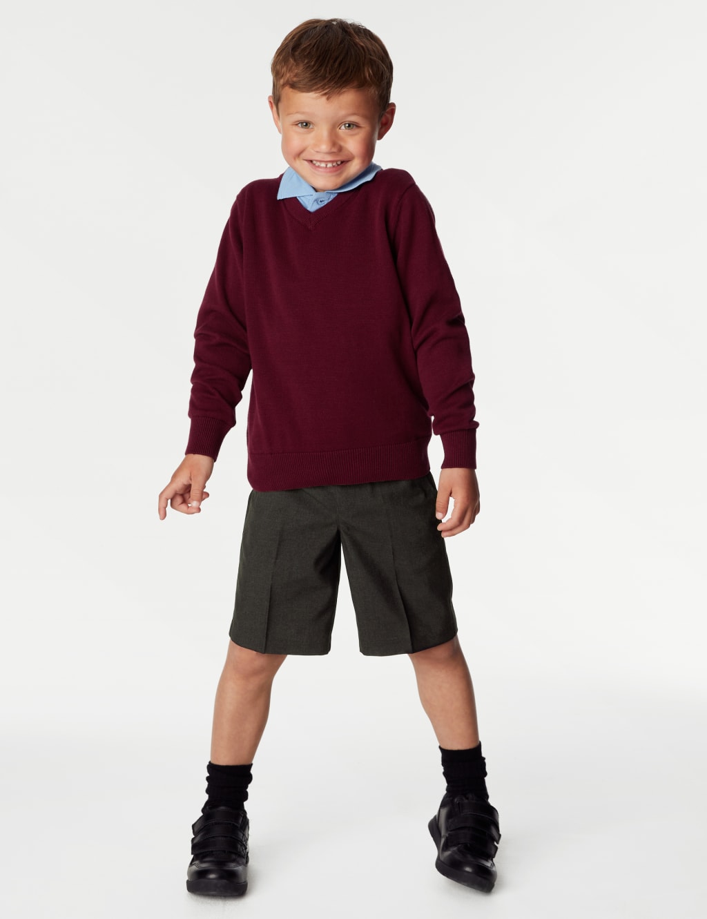 M&S Collection 2 Pack Boys Regular Leg School Shorts (2-14 Yrs) - 10-11 - Charcoal, Black,Grey,Charcoal,Navy