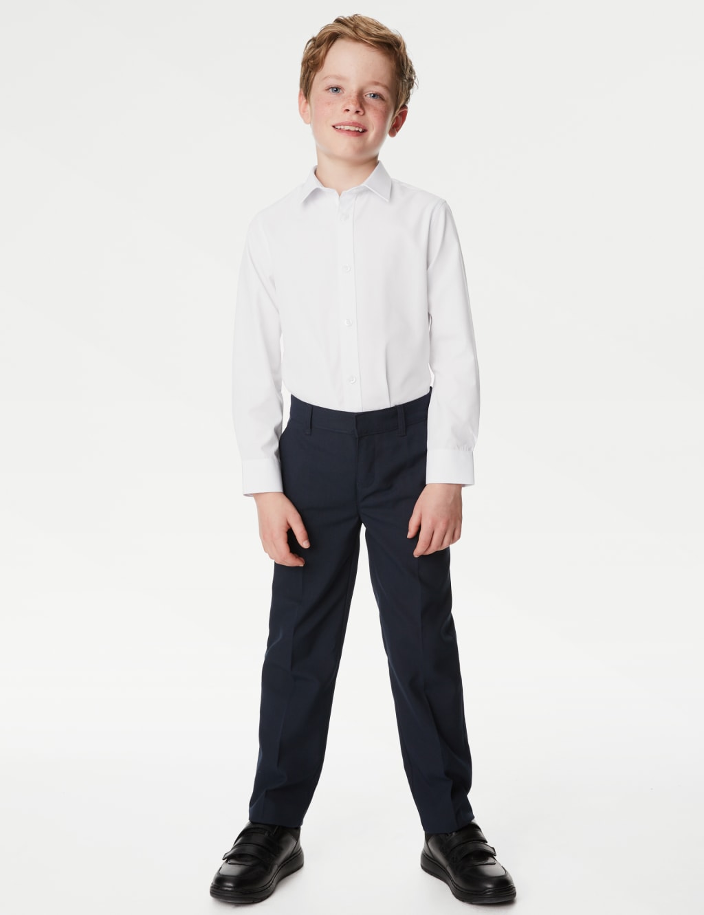 M&S Collection 3pk Boys Plus Fit Easy Iron School Shirts (4-18 Yrs) - 17-18 - White, White
