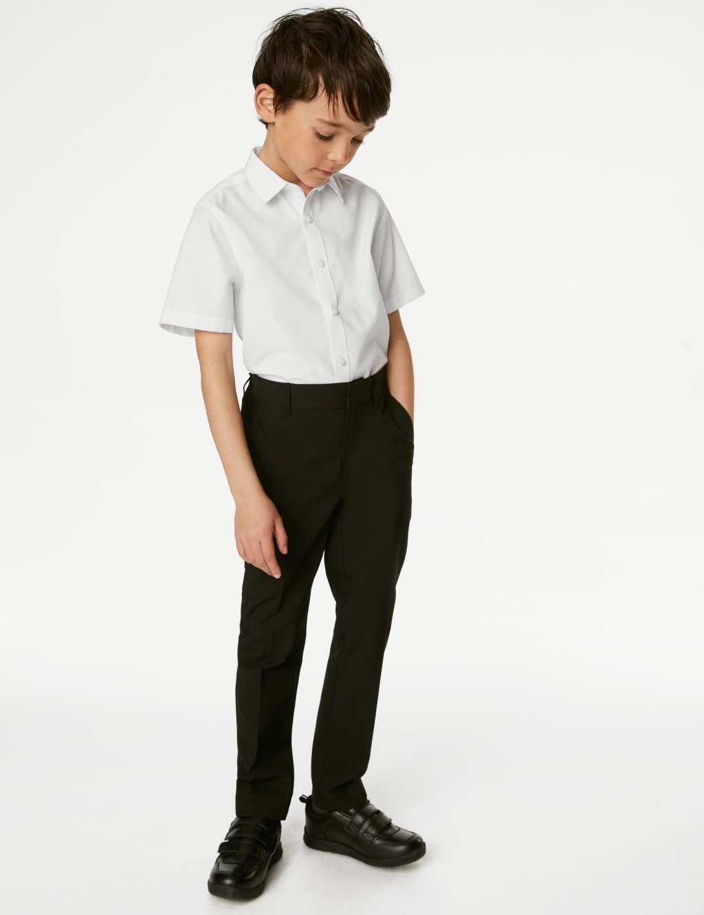 M&S Collection 5pk Boys Regular Fit Easy to Iron School Shirts (2-18 Yrs) - 14-15 - White, White