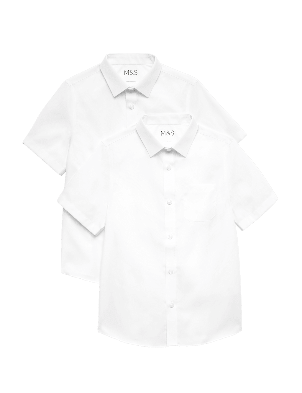 M&S Boys 2 Pack Non-Iron School Shirts (2-18 Yrs) - 16-17 Years - White
