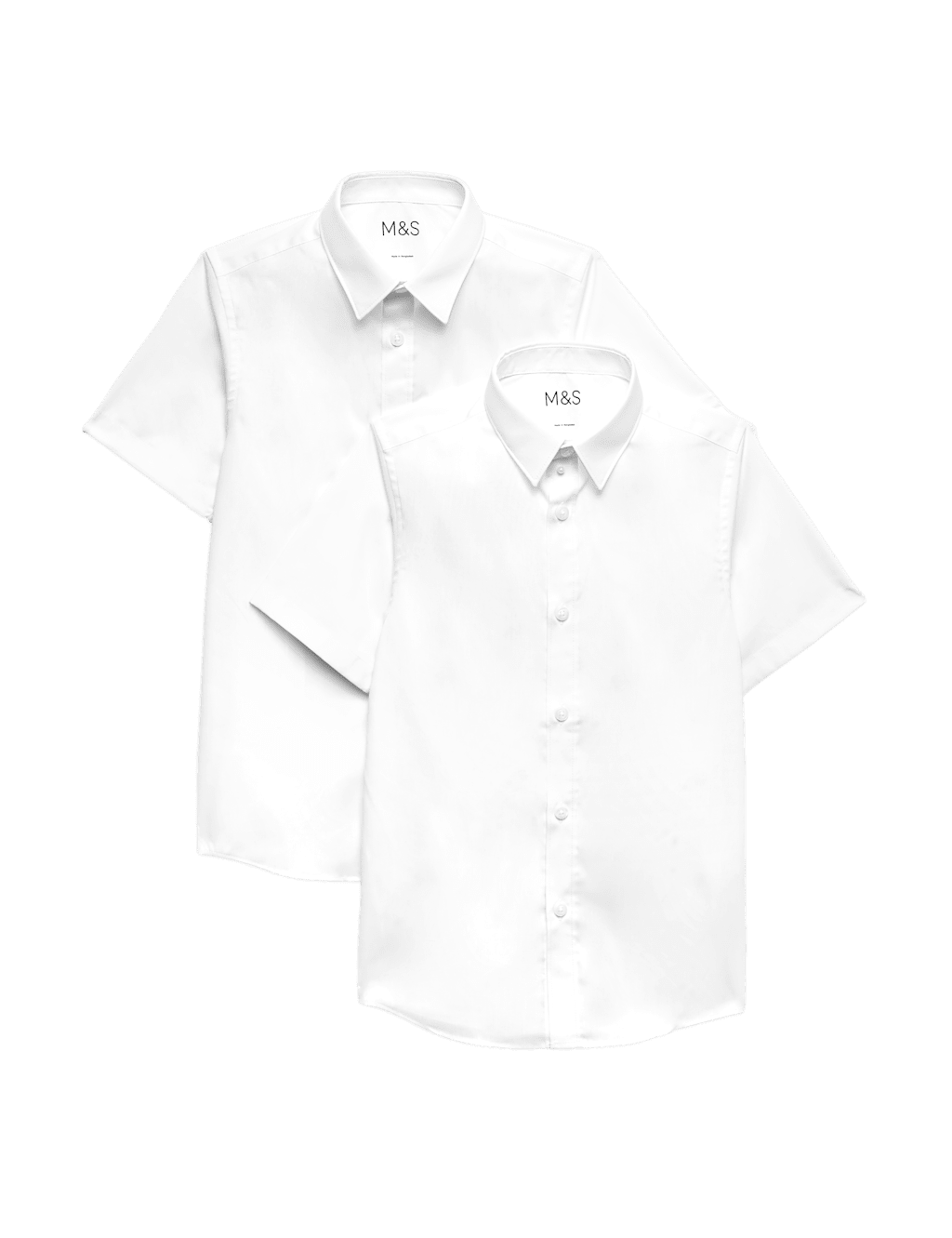M&S Boys 2 Pack Skinny Fit Stretch School Shirts (2-18 Yrs) - 4-5 Years - White