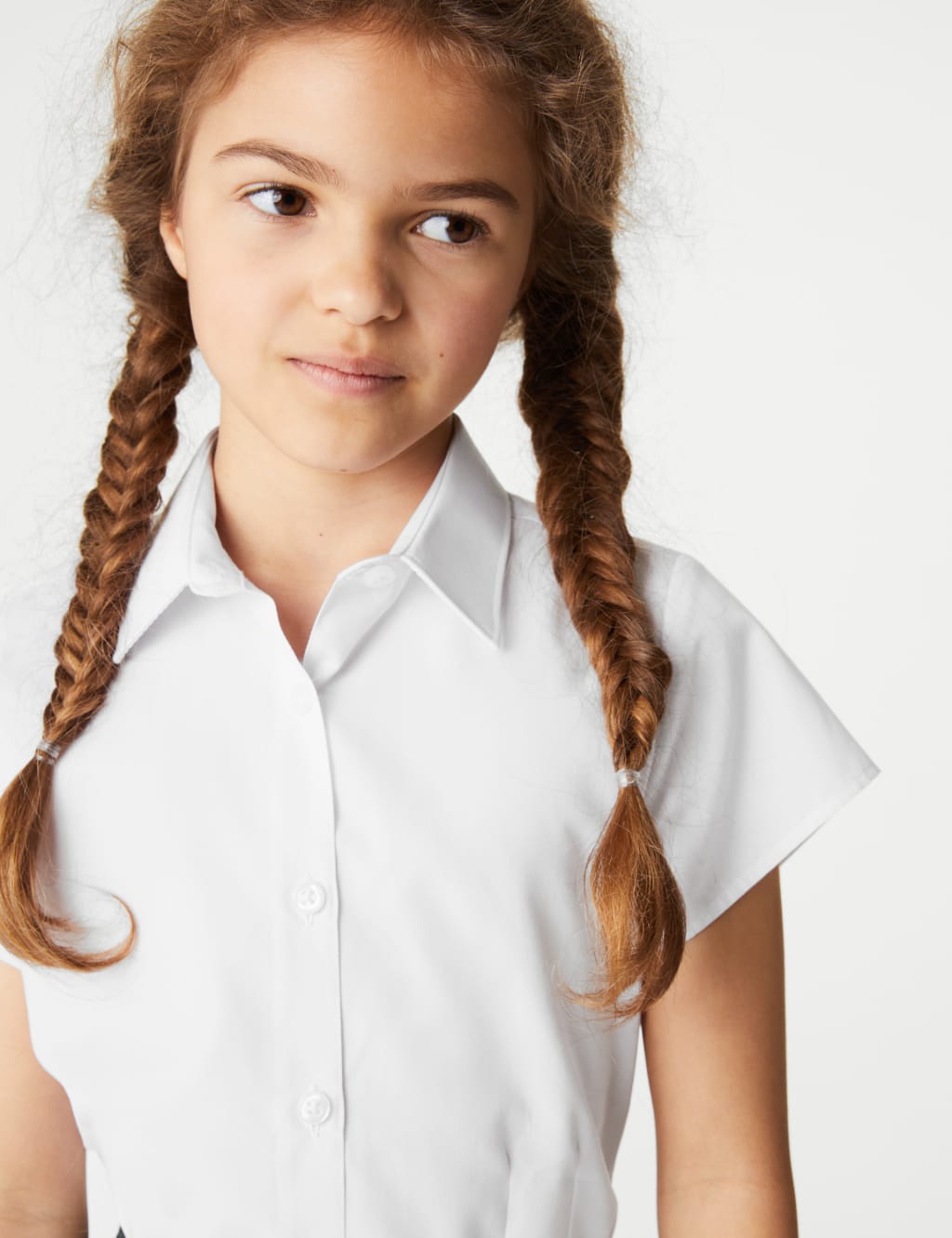 M&S Collection Girls 2 Pack Girls Cap Sleeve Easy Iron School Shirts (2-16 Yrs) - 12-13 - White, White