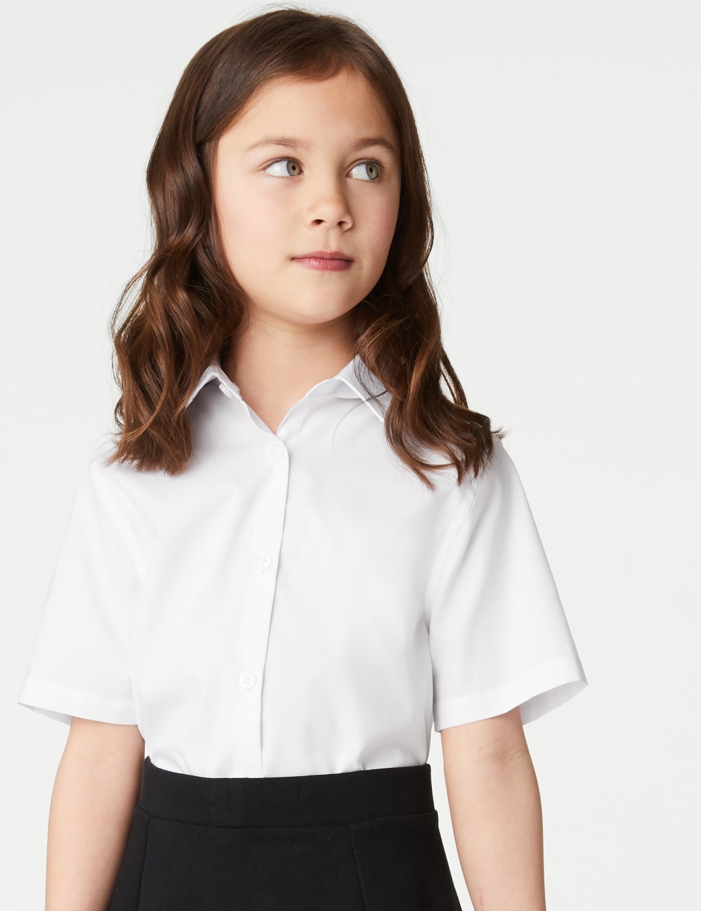 M&S Collection Girls 2 Pack Girls Skinny Fit School Shirts (2-18 Yrs) - 6-7 Y - White, White