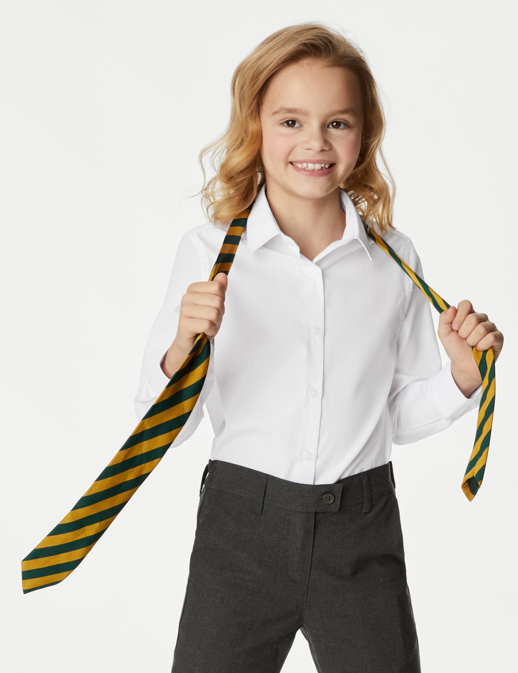 M&S Collection Girls 3pk Girls Plus Fit Easy Iron School Shirts (4-18 Yrs) - 15-16 - White, White