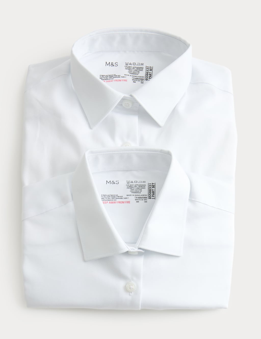 M&S 2 Pack Girls' Pure Cotton Regular Fit School Shirts (2-18 Yrs) White