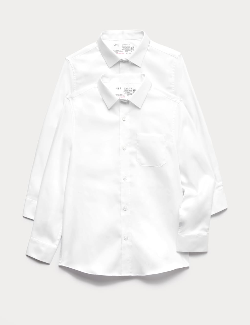 M&S 2 Pack Pure Cotton Regular Fit Shirts (2-18 Years) White