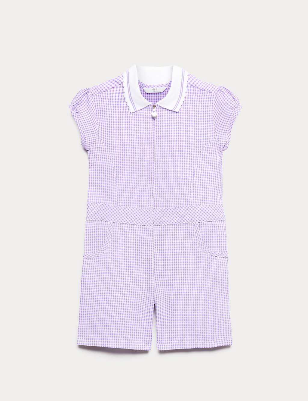 M&S Girls Gingham School Playsuit (2-14 Yrs) - 12-13 Years - Lilac